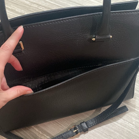 Kate Spade black leather purse with top handle and long strap - Picture 5 of 7